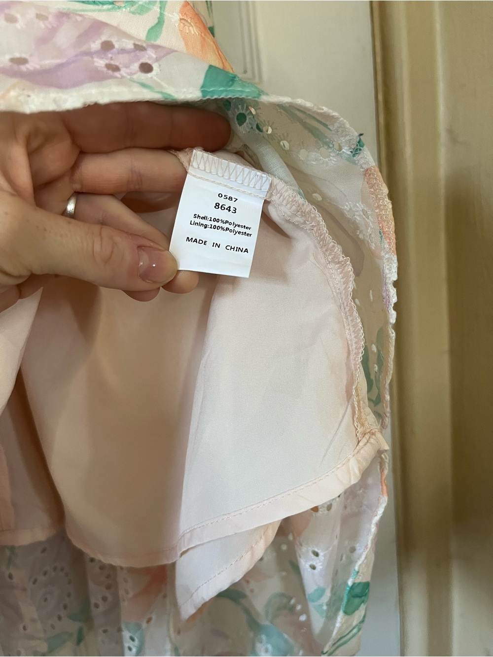Pretty Garden Eyelet Pastel Spring Floral Sundress Maxi in Peach and Mint - Picture 7 of 13